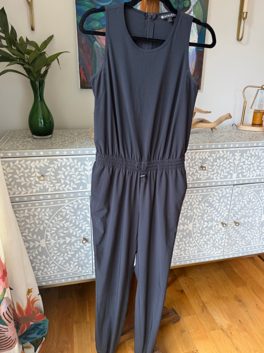 Athleta Black Sleeveless Jogger Jumpsuit